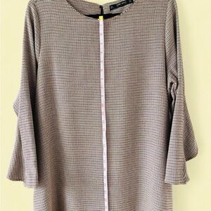Zara Black and White Checked Midi Dress